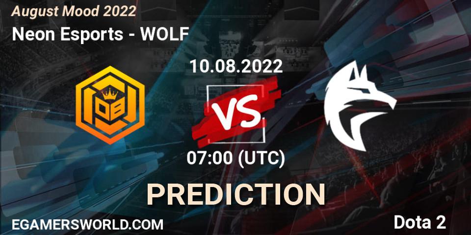 Neon Esports vs WOLF: Betting TIp, Match Prediction. 10.08.22. Dota 2, August Mood 2022