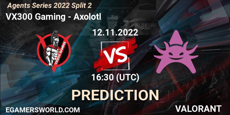 VX300 Gaming vs Axolotl: Betting TIp, Match Prediction. 12.11.2022 at 16:30. VALORANT, Agents Series 2022 Split 2