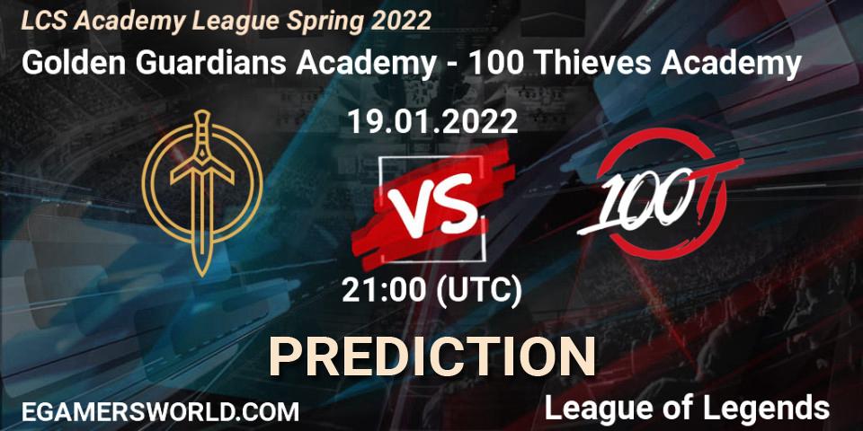 Golden Guardians Academy vs 100 Thieves Academy: Betting TIp, Match Prediction. 19.01.22. LoL, LCS Academy League Spring 2022