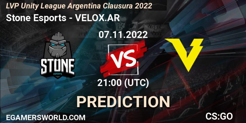 Stone Esports vs VELOX.AR: Betting TIp, Match Prediction. 07.11.22. CS2 (CS:GO), LVP Unity League Argentina Clausura 2022
