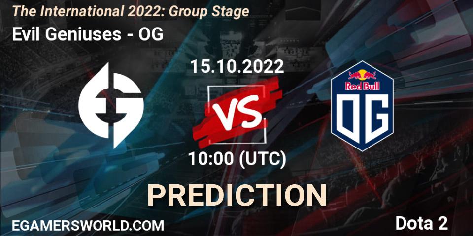 Evil Geniuses vs OG: Betting TIp, Match Prediction. 15.10.22. Dota 2, The International 2022: Group Stage