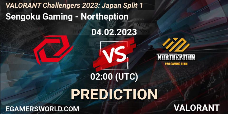 Sengoku Gaming vs Northeption: Betting TIp, Match Prediction. 04.02.2023 at 02:00. VALORANT, VALORANT Challengers 2023: Japan Split 1