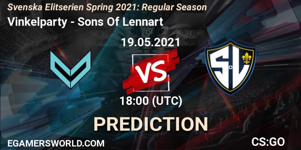 Vinkelparty vs Sons Of Lennart: Betting TIp, Match Prediction. 19.05.21. CS2 (CS:GO), Svenska Elitserien Spring 2021: Regular Season