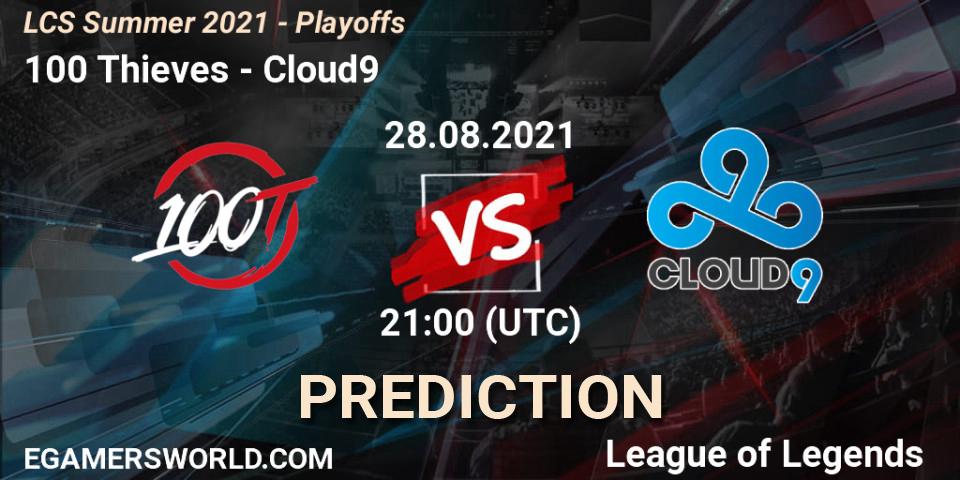 100 Thieves vs Cloud9: Betting TIp, Match Prediction. 28.08.2021 at 21:00. LoL, LCS Summer 2021 - Playoffs