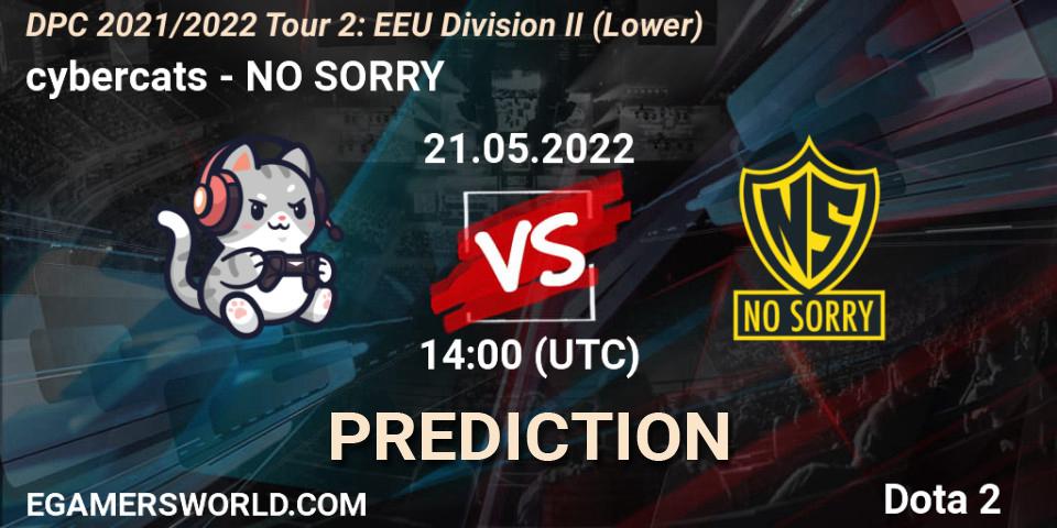 cybercats vs NO SORRY: Betting TIp, Match Prediction. 21.05.2022 at 14:00. Dota 2, DPC 2021/2022 Tour 2: EEU Division II (Lower)