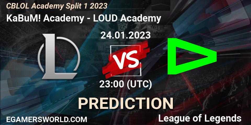 KaBuM! Academy vs LOUD Academy: Betting TIp, Match Prediction. 24.01.2023 at 23:00. LoL, CBLOL Academy Split 1 2023