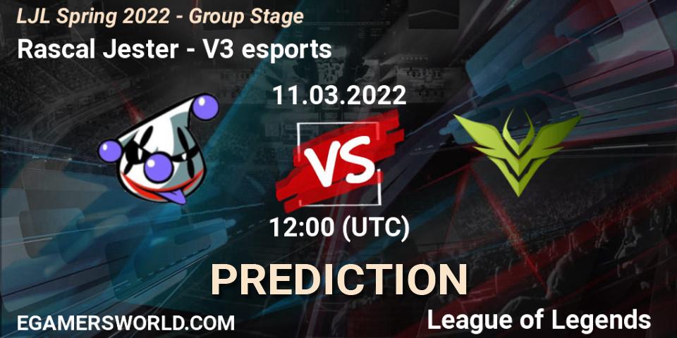 Rascal Jester vs V3 esports: Betting TIp, Match Prediction. 11.03.22. LoL, LJL Spring 2022 - Group Stage