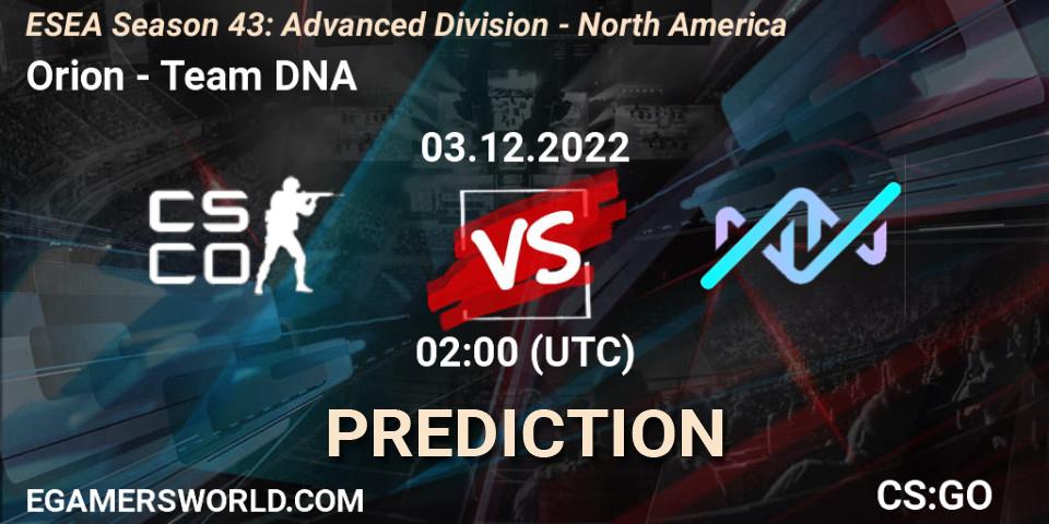 Orion vs Team DNA: Betting TIp, Match Prediction. 03.12.22. CS2 (CS:GO), ESEA Season 43: Advanced Division - North America