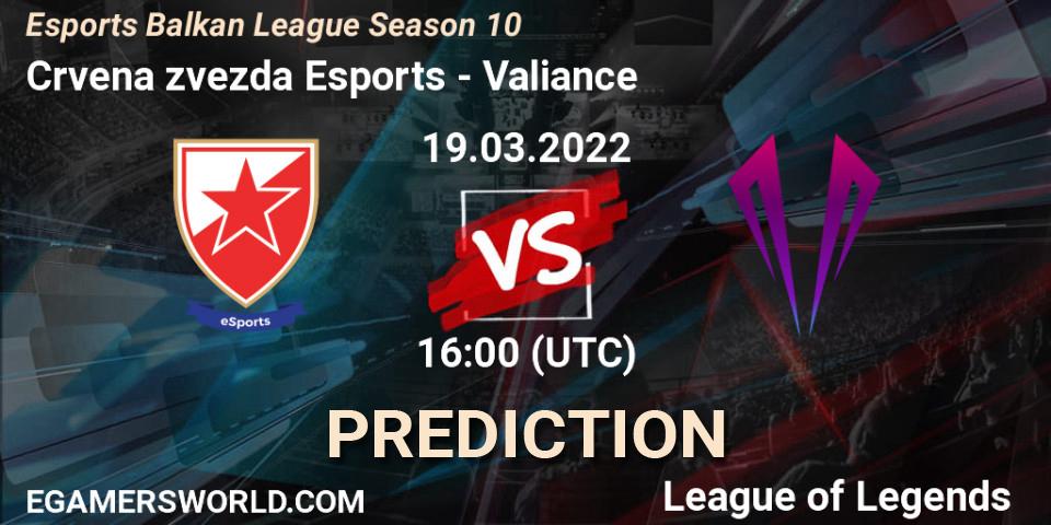 Crvena zvezda Esports vs Valiance: Betting TIp, Match Prediction. 19.03.22. LoL, Esports Balkan League Season 10