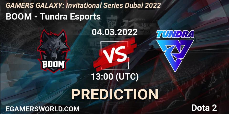 BOOM vs Tundra Esports: Betting TIp, Match Prediction. 04.03.2022 at 13:11. Dota 2, GAMERS GALAXY: Invitational Series Dubai 2022