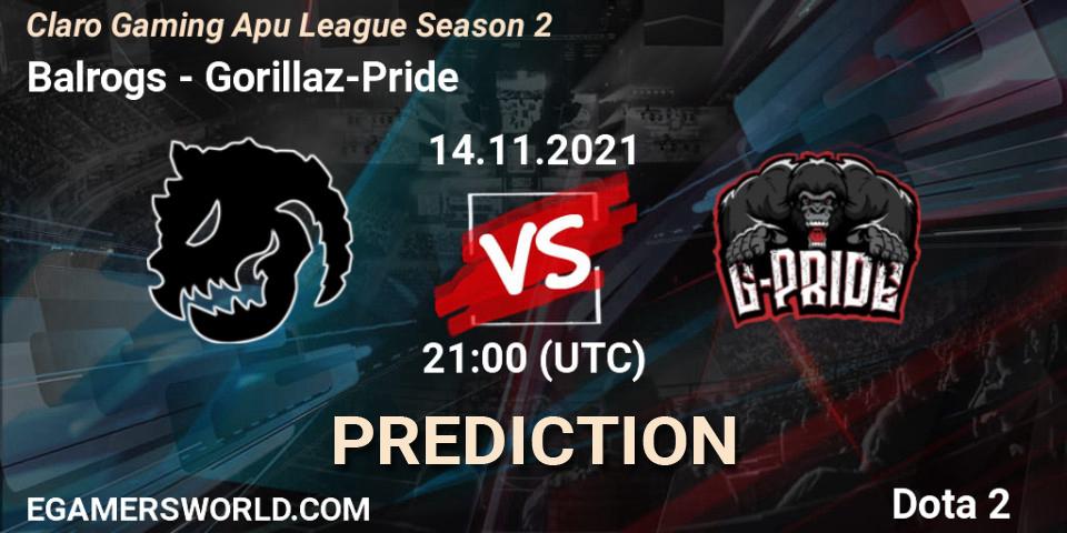 Balrogs vs Gorillaz-Pride: Betting TIp, Match Prediction. 14.11.21. Dota 2, Claro Gaming Apu League Season 2