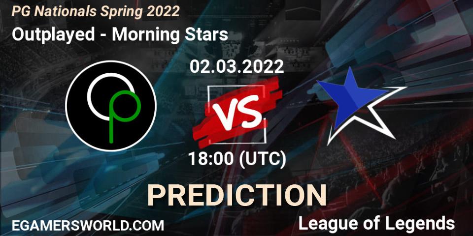 Outplayed vs Morning Stars: Betting TIp, Match Prediction. 02.03.2022 at 18:00. LoL, PG Nationals Spring 2022