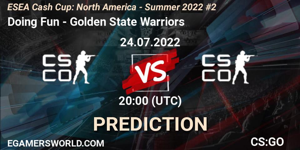 Doing Fun vs Golden State Warriors: Betting TIp, Match Prediction. 24.07.22. CS2 (CS:GO), ESEA Cash Cup: North America - Summer 2022 #2