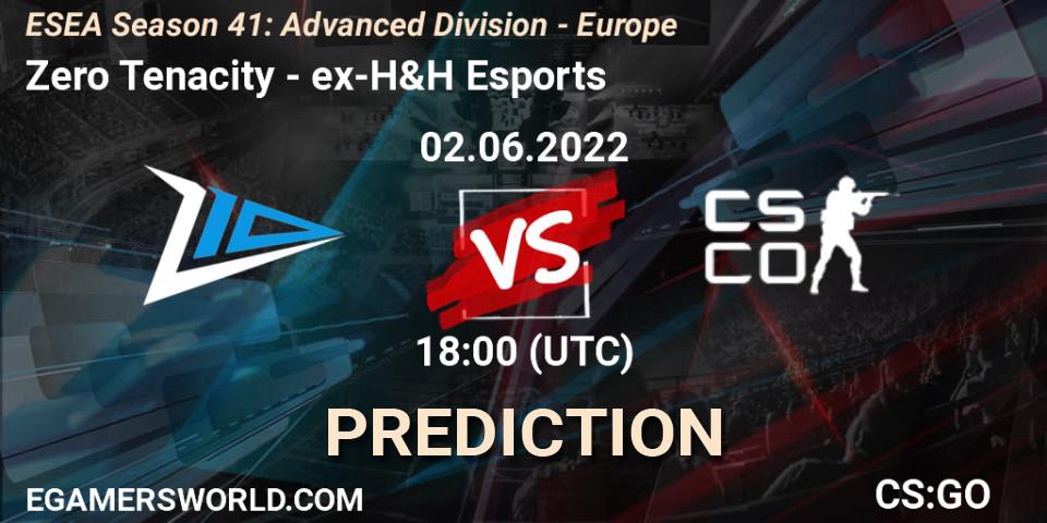 Zero Tenacity vs ex-H&H Esports: Betting TIp, Match Prediction. 02.06.2022 at 18:00. Counter-Strike (CS2), ESEA Season 41: Advanced Division - Europe