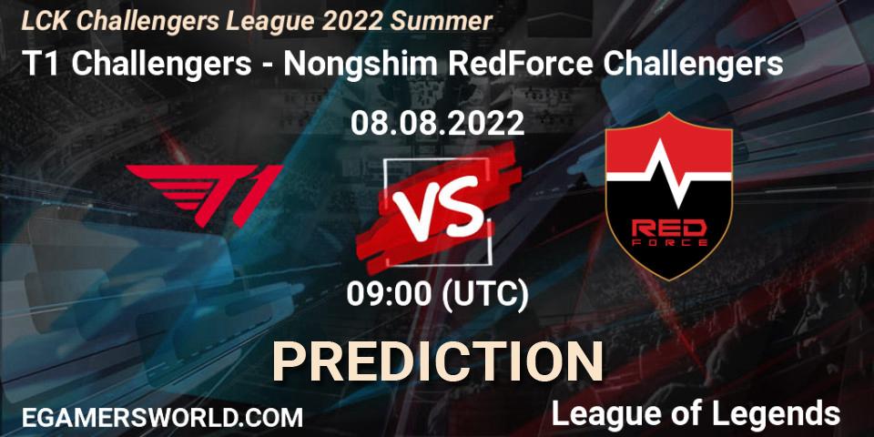 T1 Challengers vs Nongshim RedForce Challengers: Betting TIp, Match Prediction. 08.08.2022 at 09:00. LoL, LCK Challengers League 2022 Summer
