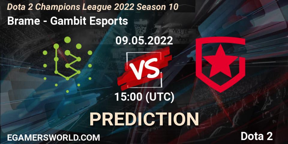 Brame vs Gambit Esports: Betting TIp, Match Prediction. 09.05.2022 at 15:11. Dota 2, Dota 2 Champions League 2022 Season 10 