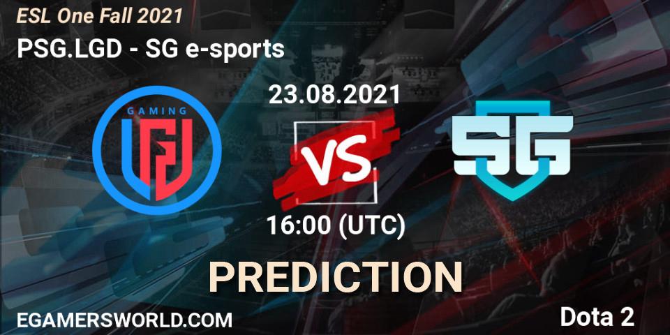 PSG.LGD vs SG e-sports: Betting TIp, Match Prediction. 24.08.2021 at 16:00. Dota 2, ESL One Fall 2021