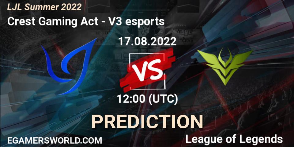 Crest Gaming Act vs V3 esports: Betting TIp, Match Prediction. 17.08.22. LoL, LJL Summer 2022