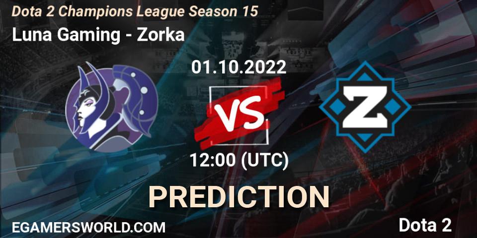Luna Gaming vs Zorka: Betting TIp, Match Prediction. 01.10.22. Dota 2, Dota 2 Champions League Season 15