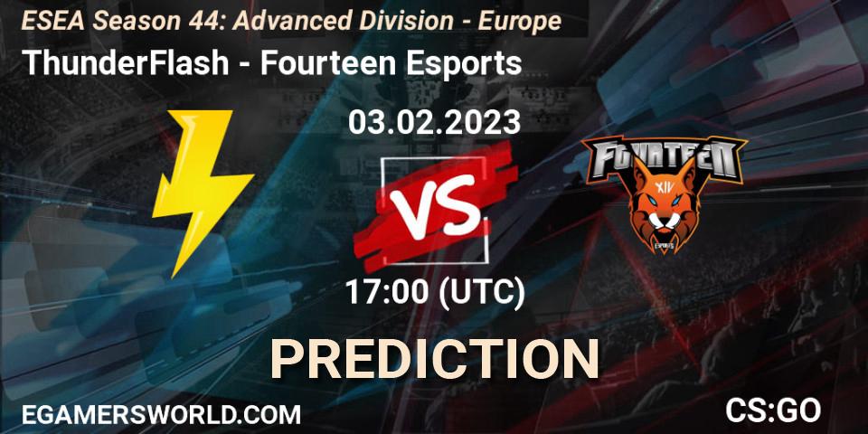 ThunderFlash vs Fourteen Esports: Betting TIp, Match Prediction. 03.02.23. CS2 (CS:GO), ESEA Season 44: Advanced Division - Europe