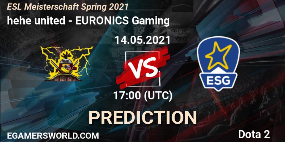 hehe united vs EURONICS Gaming: Betting TIp, Match Prediction. 14.05.2021 at 17:04. Dota 2, ESL Meisterschaft Spring 2021