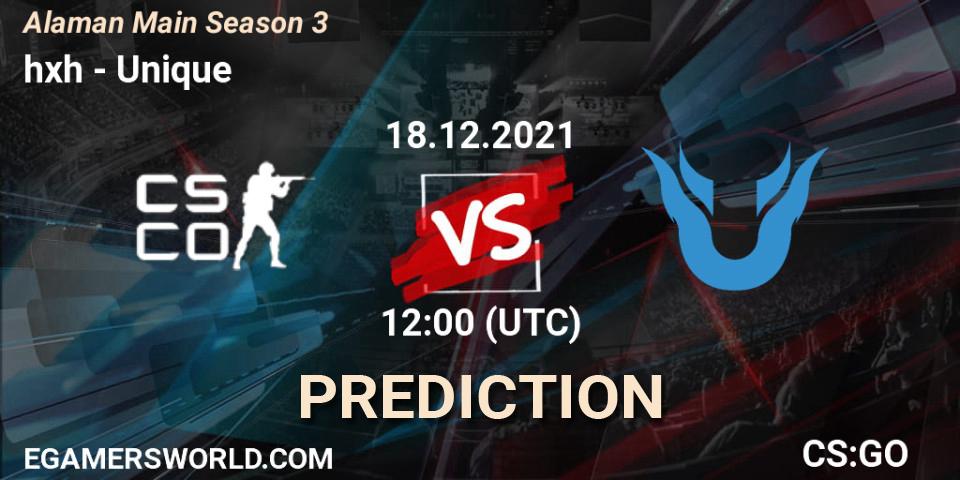 hxh vs Unique: Betting TIp, Match Prediction. 25.12.2021 at 12:00. Counter-Strike (CS2), Alaman Main Season 3