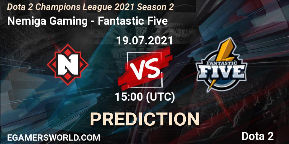 Nemiga Gaming vs Fantastic Five: Betting TIp, Match Prediction. 19.07.2021 at 17:01. Dota 2, Dota 2 Champions League 2021 Season 2