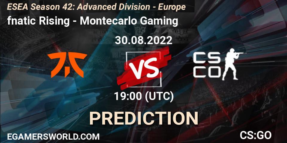 fnatic Rising vs Montecarlo Gaming: Betting TIp, Match Prediction. 15.09.2022 at 19:00. Counter-Strike (CS2), ESEA Season 42: Advanced Division - Europe