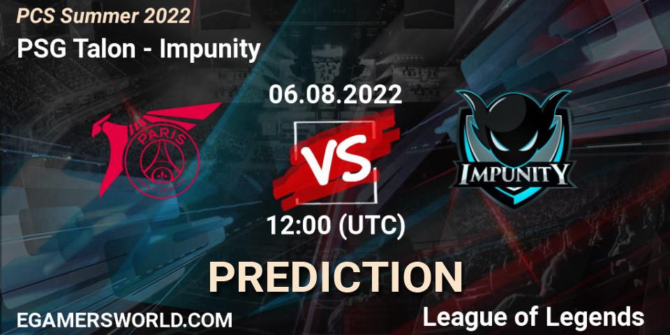 PSG Talon vs Impunity: Betting TIp, Match Prediction. 05.08.22. LoL, PCS Summer 2022