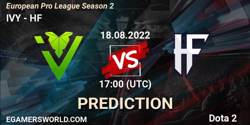 IVY vs HF: Betting TIp, Match Prediction. 18.08.2022 at 16:59. Dota 2, European Pro League Season 2