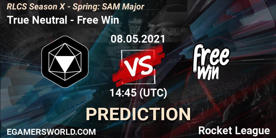True Neutral vs Free Win: Betting TIp, Match Prediction. 08.05.2021 at 14:45. Rocket League, RLCS Season X - Spring: SAM Major