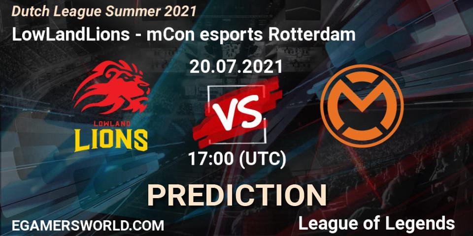 LowLandLions vs mCon esports Rotterdam: Betting TIp, Match Prediction. 20.07.2021 at 17:00. LoL, Dutch League Summer 2021