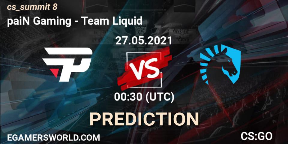 paiN Gaming vs Team Liquid: Betting TIp, Match Prediction. 27.05.2021 at 01:10. Counter-Strike (CS2), cs_summit 8