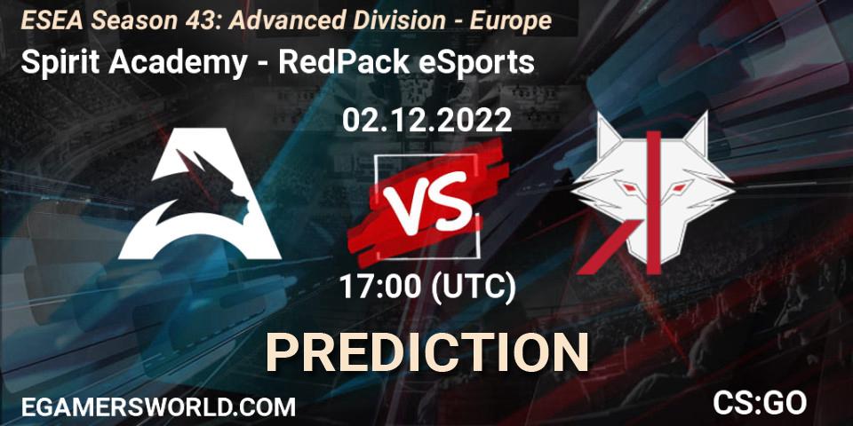 Spirit Academy vs RedPack eSports: Betting TIp, Match Prediction. 02.12.22. CS2 (CS:GO), ESEA Season 43: Advanced Division - Europe