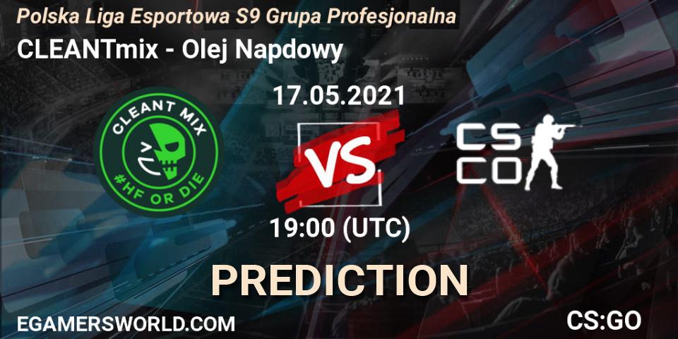 CLEANTmix vs Olej Napędowy: Betting TIp, Match Prediction. 17.05.2021 at 19:00. Counter-Strike (CS2), Polska Liga Esportowa S9 Grupa Profesjonalna