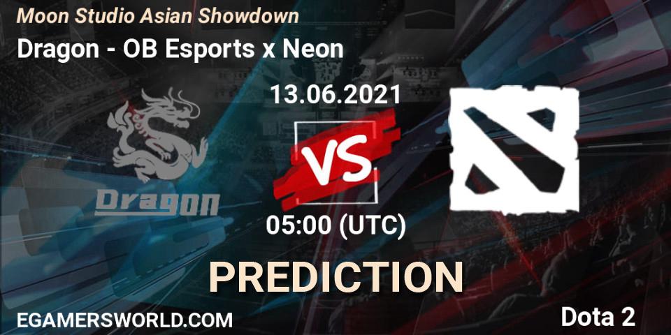 Dragon vs OB Esports x Neon: Betting TIp, Match Prediction. 13.06.2021 at 06:01. Dota 2, Moon Studio Asian Showdown