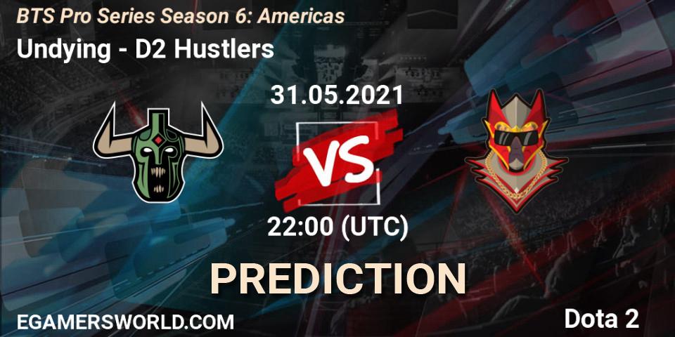 Undying vs D2 Hustlers: Betting TIp, Match Prediction. 31.05.2021 at 22:29. Dota 2, BTS Pro Series Season 6: Americas