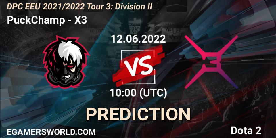 PuckChamp vs X3: Betting TIp, Match Prediction. 12.06.2022 at 10:00. Dota 2, DPC EEU 2021/2022 Tour 3: Division II