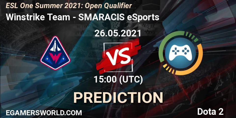 Winstrike Team vs SMARACIS eSports: Betting TIp, Match Prediction. 26.05.21. Dota 2, ESL One Summer 2021: Open Qualifier