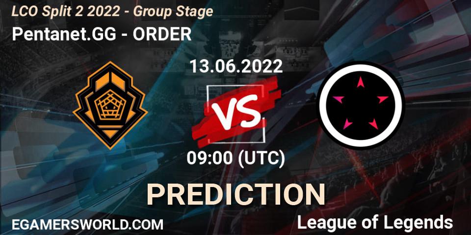 Pentanet.GG vs ORDER: Betting TIp, Match Prediction. 13.06.22. LoL, LCO Split 2 2022 - Group Stage