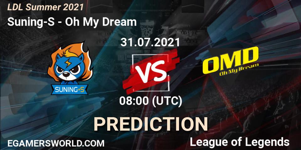 Suning-S vs Oh My Dream: Betting TIp, Match Prediction. 01.08.21. LoL, LDL Summer 2021