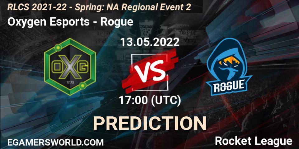 Oxygen Esports vs Rogue: Betting TIp, Match Prediction. 13.05.2022 at 17:00. Rocket League, RLCS 2021-22 - Spring: NA Regional Event 2