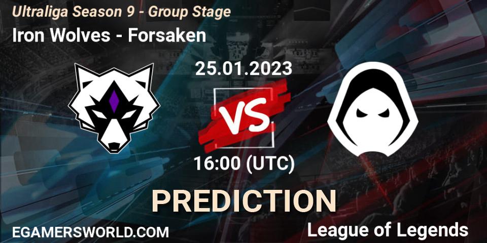 Iron Wolves vs Forsaken: Betting TIp, Match Prediction. 25.01.2023 at 16:00. LoL, Ultraliga Season 9 - Group Stage