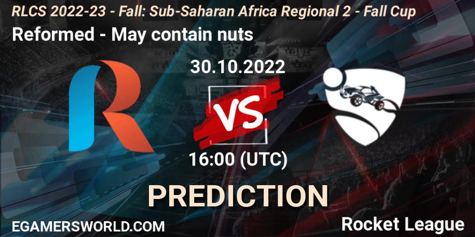 Reformed vs May contain nuts: Betting TIp, Match Prediction. 30.10.2022 at 16:00. Rocket League, RLCS 2022-23 - Fall: Sub-Saharan Africa Regional 2 - Fall Cup