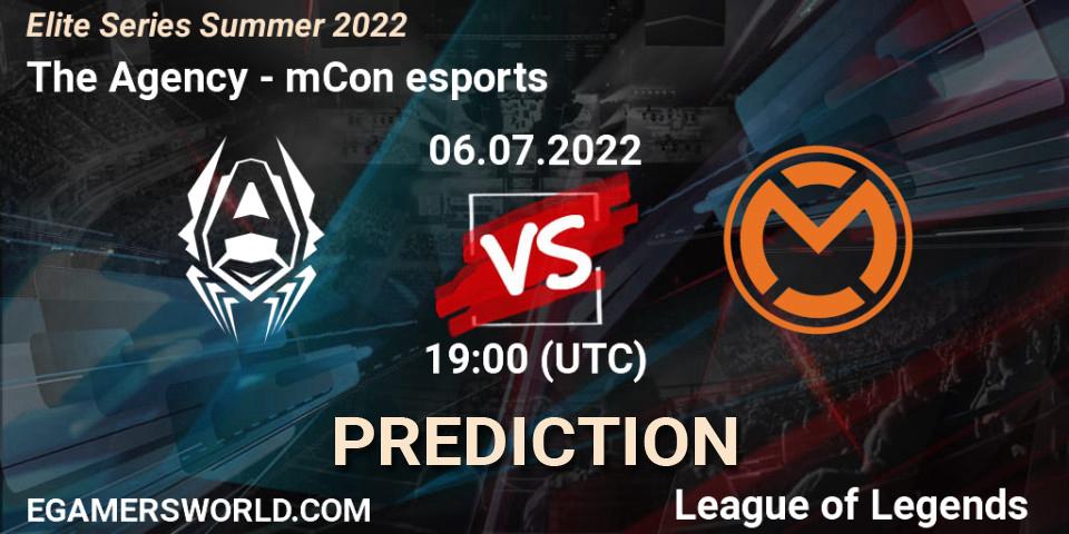 The Agency vs mCon esports: Betting TIp, Match Prediction. 06.07.2022 at 19:00. LoL, Elite Series Summer 2022