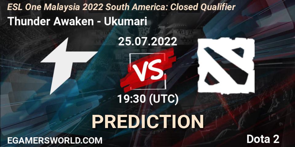 Thunder Awaken vs Ukumari: Betting TIp, Match Prediction. 25.07.2022 at 19:32. Dota 2, ESL One Malaysia 2022 South America: Closed Qualifier
