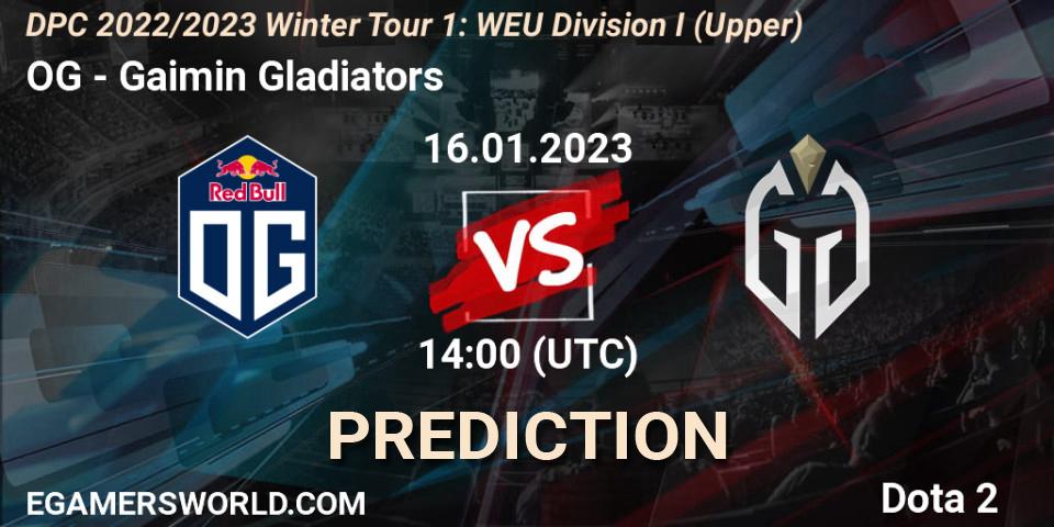 OG vs Gaimin Gladiators: Betting TIp, Match Prediction. 16.01.2023 at 13:57. Dota 2, DPC 2022/2023 Winter Tour 1: WEU Division I (Upper)