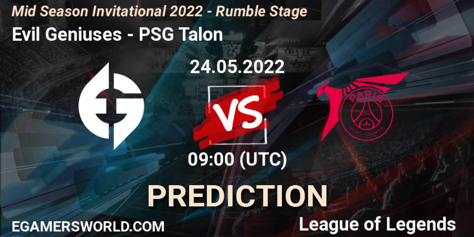 Evil Geniuses vs PSG Talon: Betting TIp, Match Prediction. 24.05.22. LoL, Mid Season Invitational 2022 - Rumble Stage