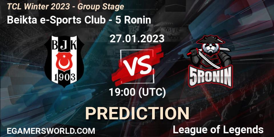Beşiktaş e-Sports Club vs 5 Ronin: Betting TIp, Match Prediction. 27.01.2023 at 18:30. LoL, TCL Winter 2023 - Group Stage