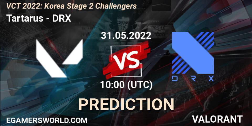 Tartarus vs DRX: Betting TIp, Match Prediction. 31.05.2022 at 10:45. VALORANT, VCT 2022: Korea Stage 2 Challengers